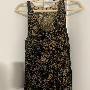 Free People - tan with velvet detail mini dress